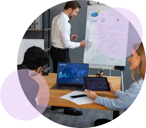 BooksMerge professionals discussing and streamlining workflows for improved bookkeeping precision.