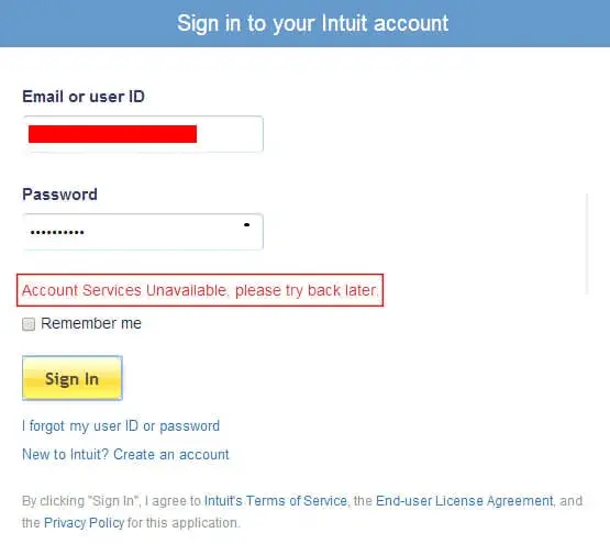 quickbooks online login problem